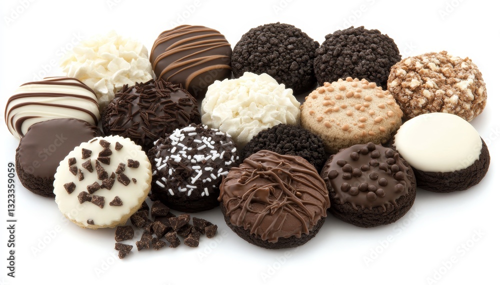 Assortment of Delicious Chocolate Chip Cookies Isolated on White, Perfect for Food Photography Assortment of Delicious Chocolate Chip Cookies Isolated on White, Perfect for Food Photography