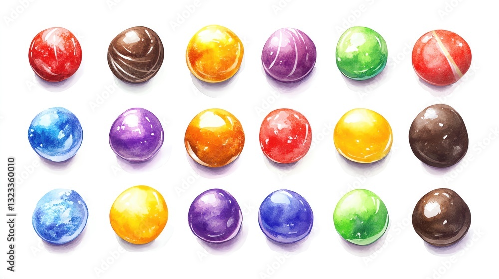 candy and sweets watercolor collection isoleate background Collection set watercolor. Colorful assorted candy pieces arranged neatly. candy and sweets watercolor collection isoleate background Collection set watercolor. Colorful assorted candy pieces arranged neatly.