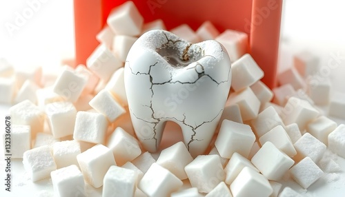 dental crown and teeth placed in sugar 