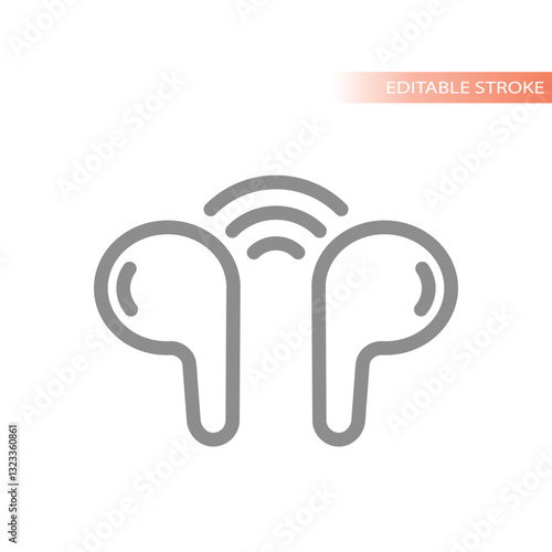 Earbuds or earphones wireless line icon. Headphones or in ear hands free outlined vector.