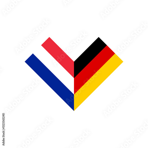 friendship concept. heart shape icon with france and germany flags. vector illustration isolated on white background