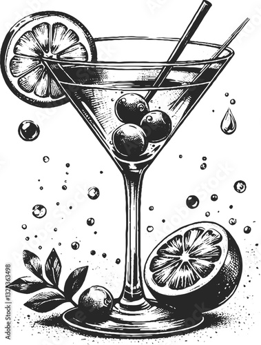 hand drawn illustration of cocktail