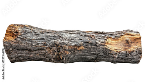 Natural beauty of an ancient wooden log resting on a bright background