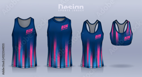 Sleeveless shirt sport design template, jersey mockup for Men's and Women's, Running singlet, basketball Tank top.	
