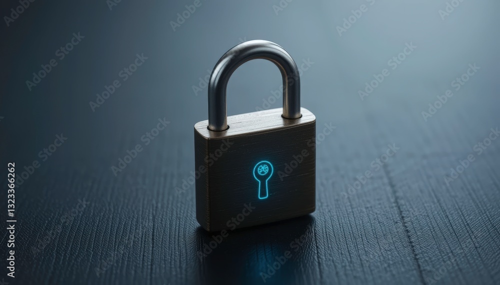 Fototapeta premium Glowing Padlock: Cyber Security Concept - Cybersecurity