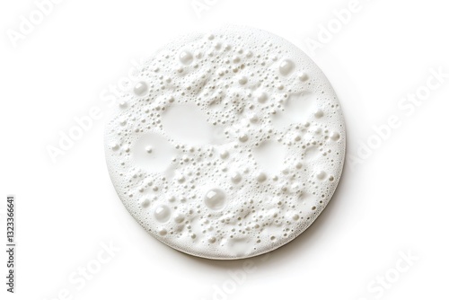 Creamy White Foam Texture Close-up of Bubbly Surface, Abstract Background