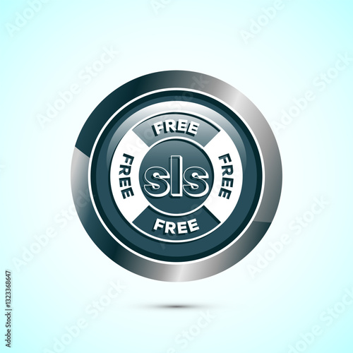 SLS free icon design illustration, SLS and SLES free label badge for web, Gray color round button design