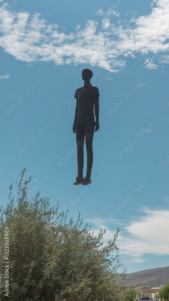 Floating Figure: A Surreal Moment of Serenity Floating Figure: A Surreal Moment of Serenity