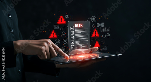 Person Analyzing Risk Assessment on Tablet