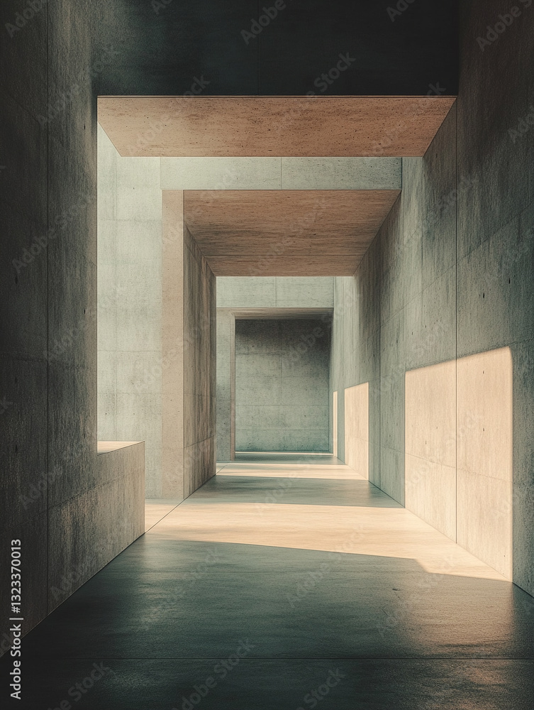 Modern architecture with minimalist lighting in hallway Modern architecture with minimalist lighting in hallway