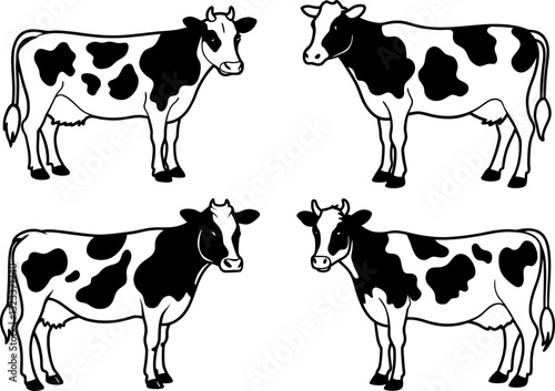 Whole Holstein spotted dairy cow or cattle , cow and calf flat vector icon for farm apps and websites