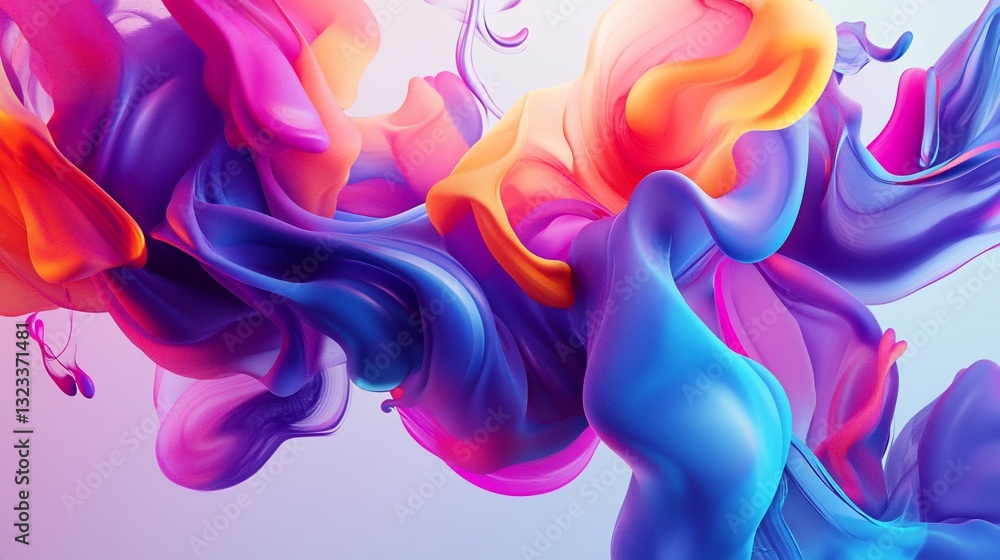 Obraz premium Abstract vibrant colorful liquid paint flowing, dynamic movement, vibrant colors, fluid forms.