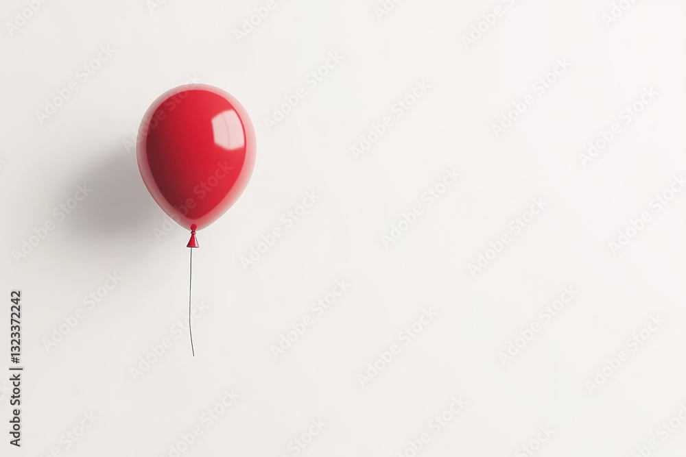 Single Red Balloon on White Background Minimalist Design Element for Celebration Single Red Balloon on White Background Minimalist Design Element for Celebration