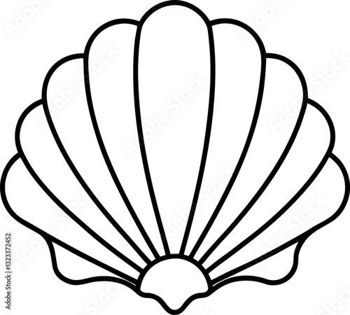 Seashell shell / shellfish or seafood line art icon vector illustration of a seashell for wildlife apps and websites