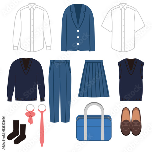 学生服のイラストセット