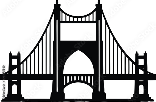 Golden gate bridge silhouette. bridge vector silhouette illustration