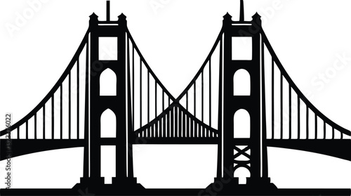 Golden gate bridge silhouette. bridge vector silhouette illustration