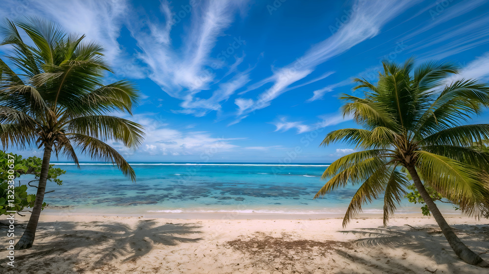 tropical beach with palm trees tropical beach with palm trees