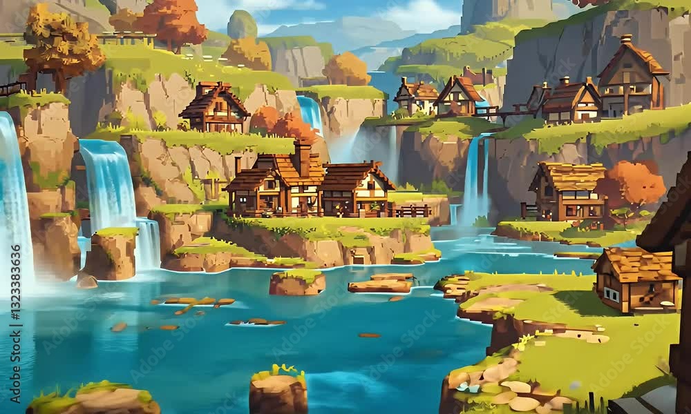 landscape nature retro,pixel,game,80s,anime style,lofi landscape nature retro,pixel,game,80s,anime style,lofi