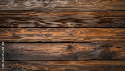 Wallpaper Mural Closeup of rustic dark brown wooden panels with distinct grain patterns and knots arranged horizontally for textured background design. Torontodigital.ca