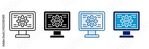 Monitor Icon Set Multiple Style Collection