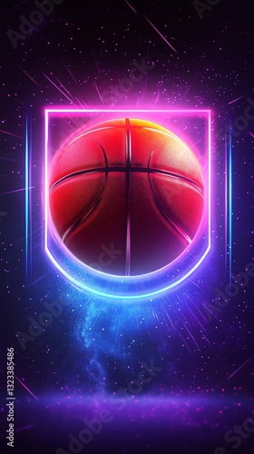 Neon Glow Basketball: A Vibrant, Energetic Sports Artwork