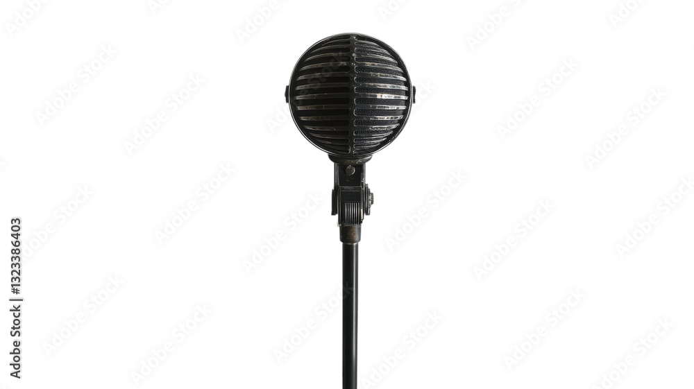 Fototapeta premium Capturing the essence of sound with a vintage microphone in a cozy performance space