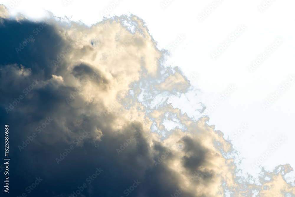 Dramatic sky texture overlay with dark black clouds, storm coming, isolated on white or transparent background, png cut out