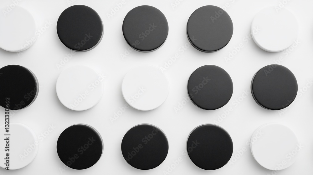 Abstract monochrome pattern of black and white circles on white background. Abstract monochrome pattern of black and white circles on white background.