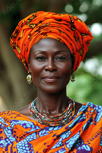 Beautiful african woman wearing traditional clothing and jewelry