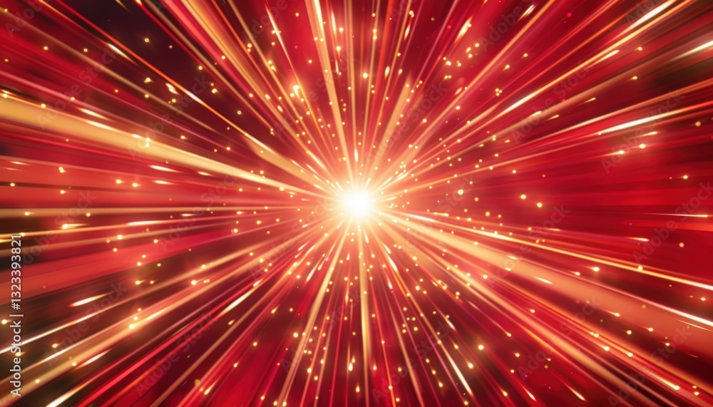 Fototapeta premium Radiant explosion of vibrant red rays