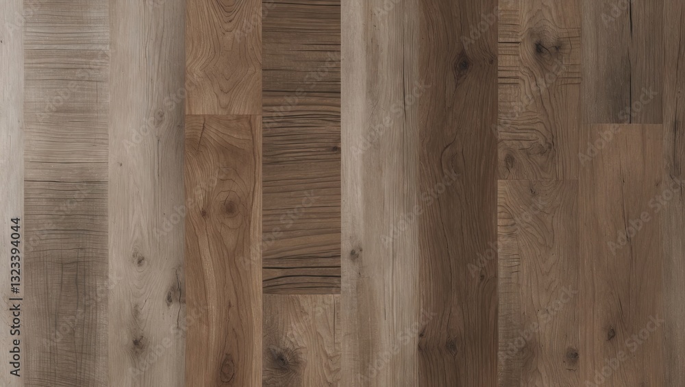 Fototapeta premium Natural oak wood flooring with diverse grain patterns featuring light browns and warm taupe tones arranged in horizontal planks for interior design use