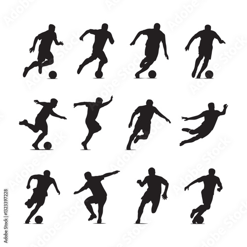 A set of vector set of football, soccer players