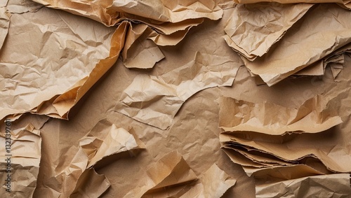 Wallpaper Mural Textured crumpled brown recycled paper background with creases in various shades of beige and brown, ideal for adding text or design elements. Torontodigital.ca