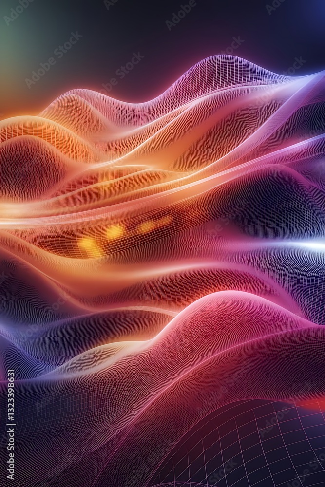 3d nanotechnology abstract texture cyberspace nano fiber chemical modern material design atom music equalizer wireframe mesh structure layer landscape illustration 3d nanotechnology abstract texture cyberspace nano fiber chemical modern material design atom music equalizer wireframe mesh structure layer landscape illustration