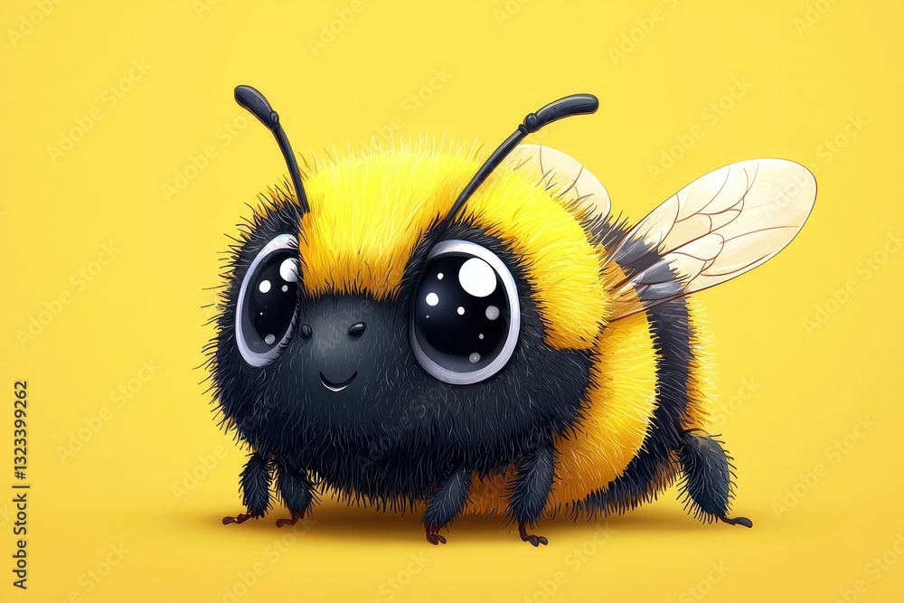 Obraz premium Adorable Fuzzy Bumblebee Cartoon Character Illustration