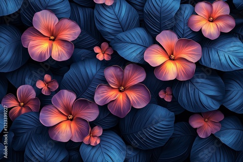 Wallpaper Mural Exotic Floral Pattern Wallpaper Illustration Torontodigital.ca