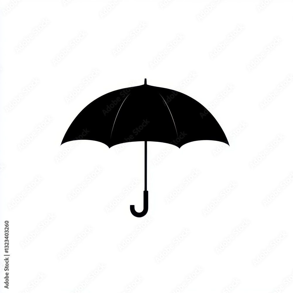 Black umbrella on white background, simple design, minimalist style. Black umbrella on white background, simple design, minimalist style.
