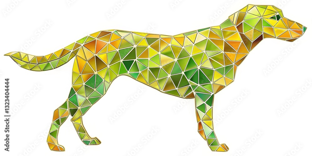 Obraz premium Crisp olive mustard dog vapor trail mosaic, low light.