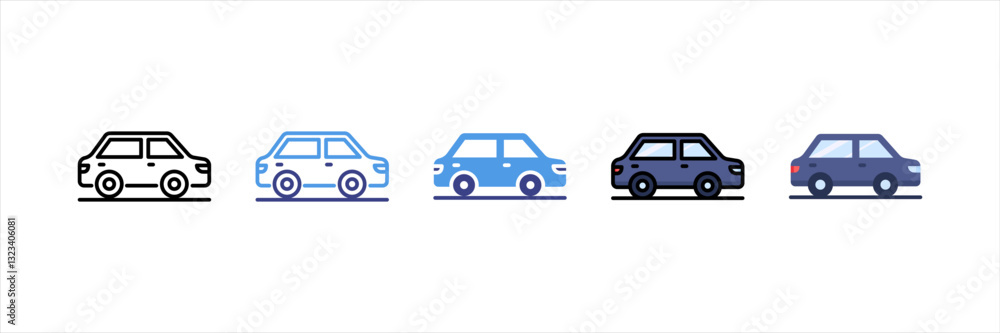 Fototapeta premium Car Multi Style Icon Set