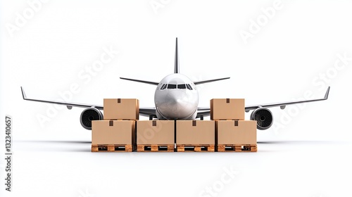 Cargo Plane Ready for Air Freight Delivery, Generative AI.