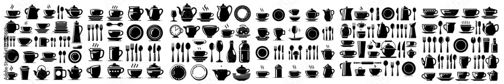 Vector from collection of cutlery silhouettes Vector from collection of cutlery silhouettes