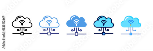Cloud Server Multi Style Icon Set