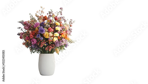 Vibrant Wildflower Bouquet in Vase on transparent background