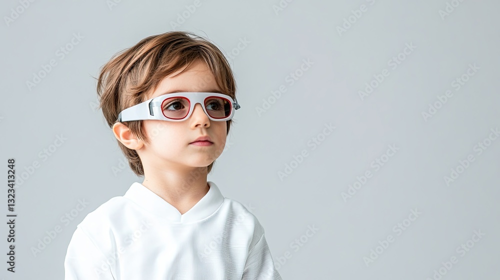 Child wearing glasses like a robot (with futuristic costume) Child wearing glasses like a robot (with futuristic costume)
