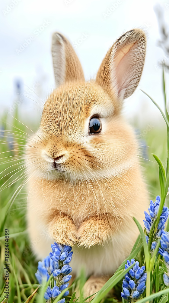 Fototapeta premium Adorable baby bunny in a meadow