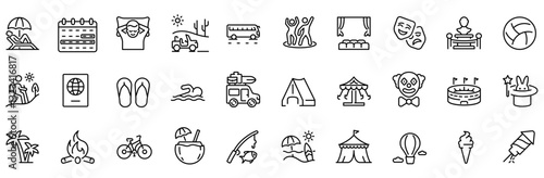 Holiday web line icons. Party, celebration, dancing, music, congrats and more. Editable stroke. Vector illustration
