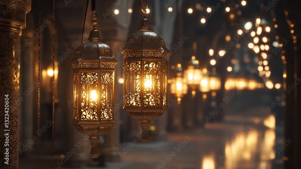 Obraz premium Lantern Islamic Eid Mubarak Eid Al Adha banner