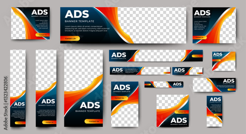 Business web banner ads template design. vertical, horizontal, square in standard size. vector