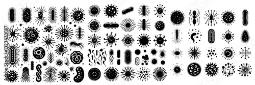 Vector of a collection of bacterial silhouettes